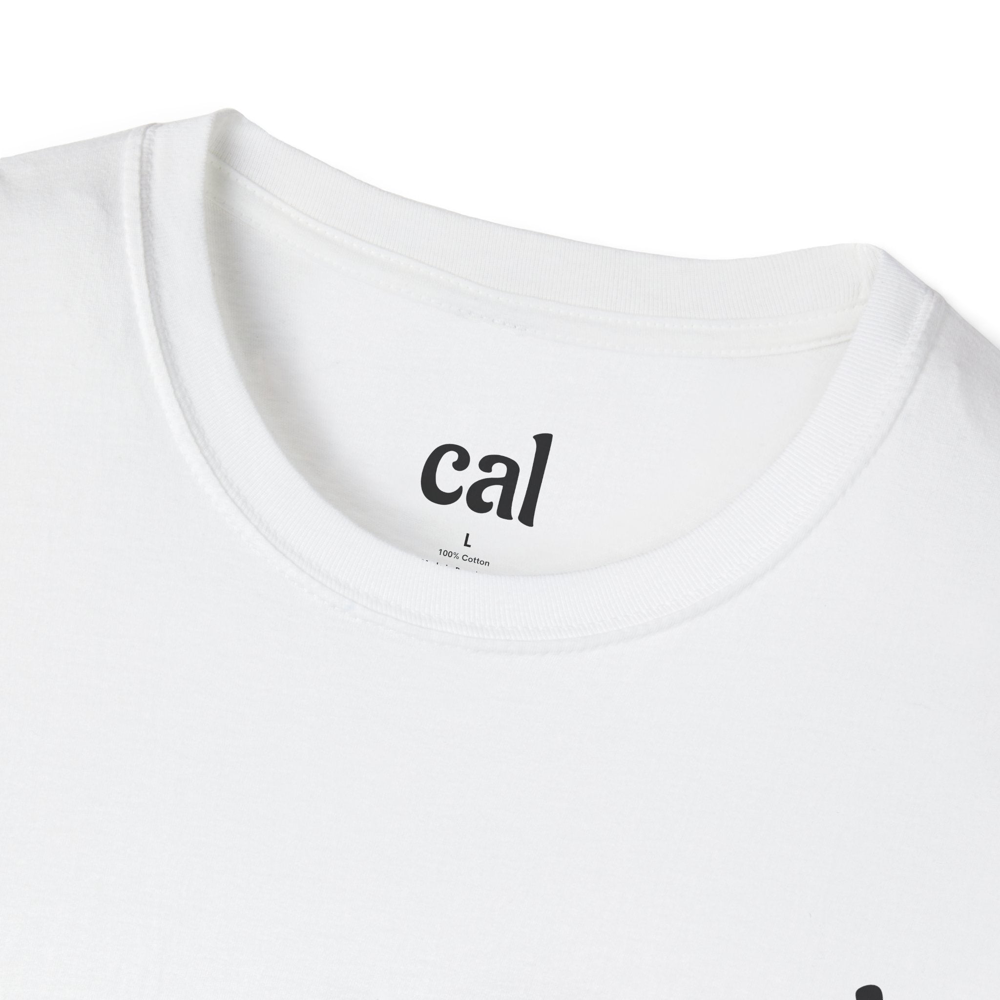 Cal Script T‑Shirt — Minimalist 'cal' Chest & Back Graphic
