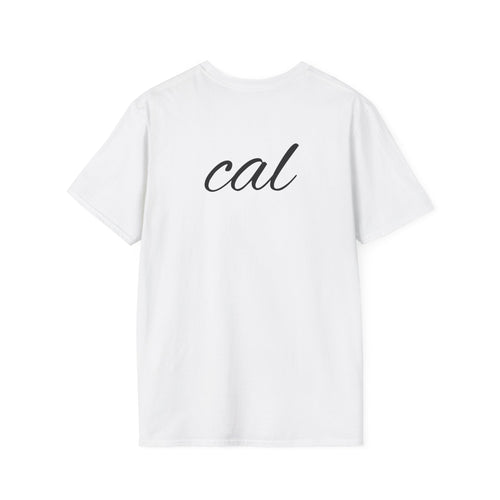 Cal Script T‑Shirt — Minimalist 'cal' Chest & Back Graphic