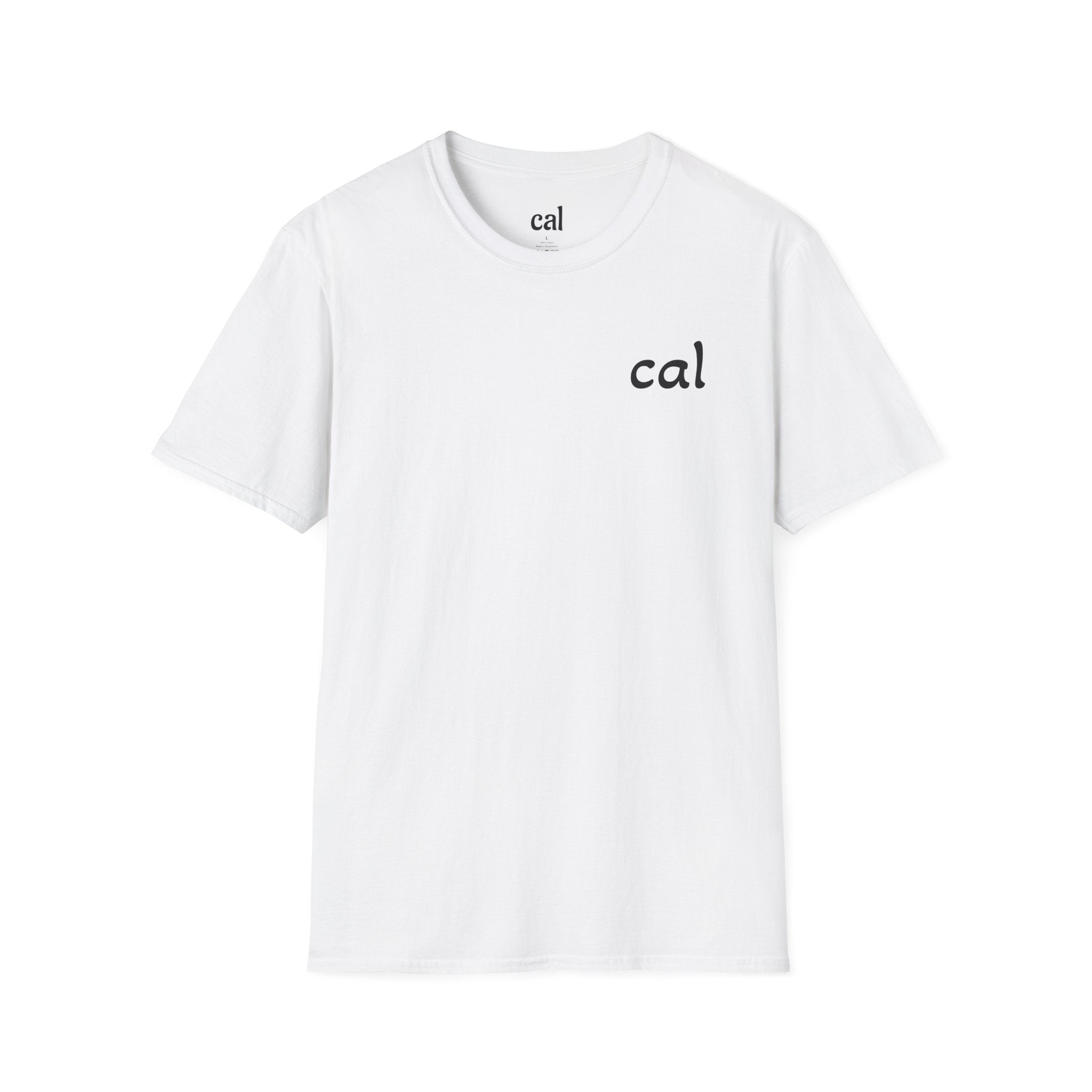 Cal Script T‑Shirt — Minimalist 'cal' Chest & Back Graphic